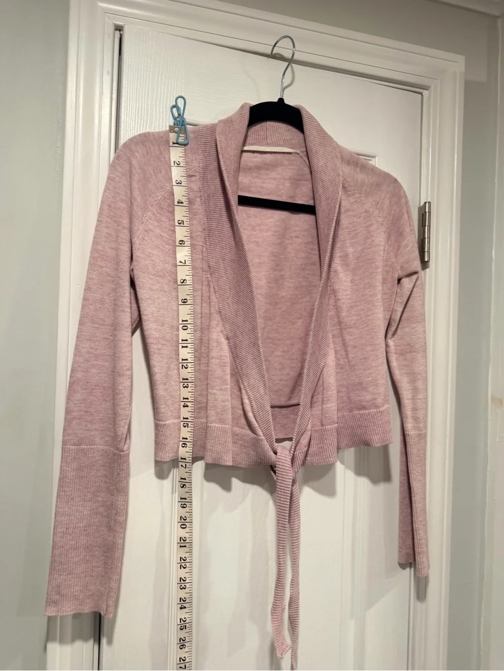 Athleta Size XS Lavender Tie Front Cardigan Sweater Lightweight Cropped Open